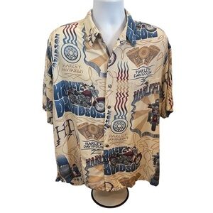 Harley Davidson Vintage Tori Richards Hawaiian Shirt Size XL